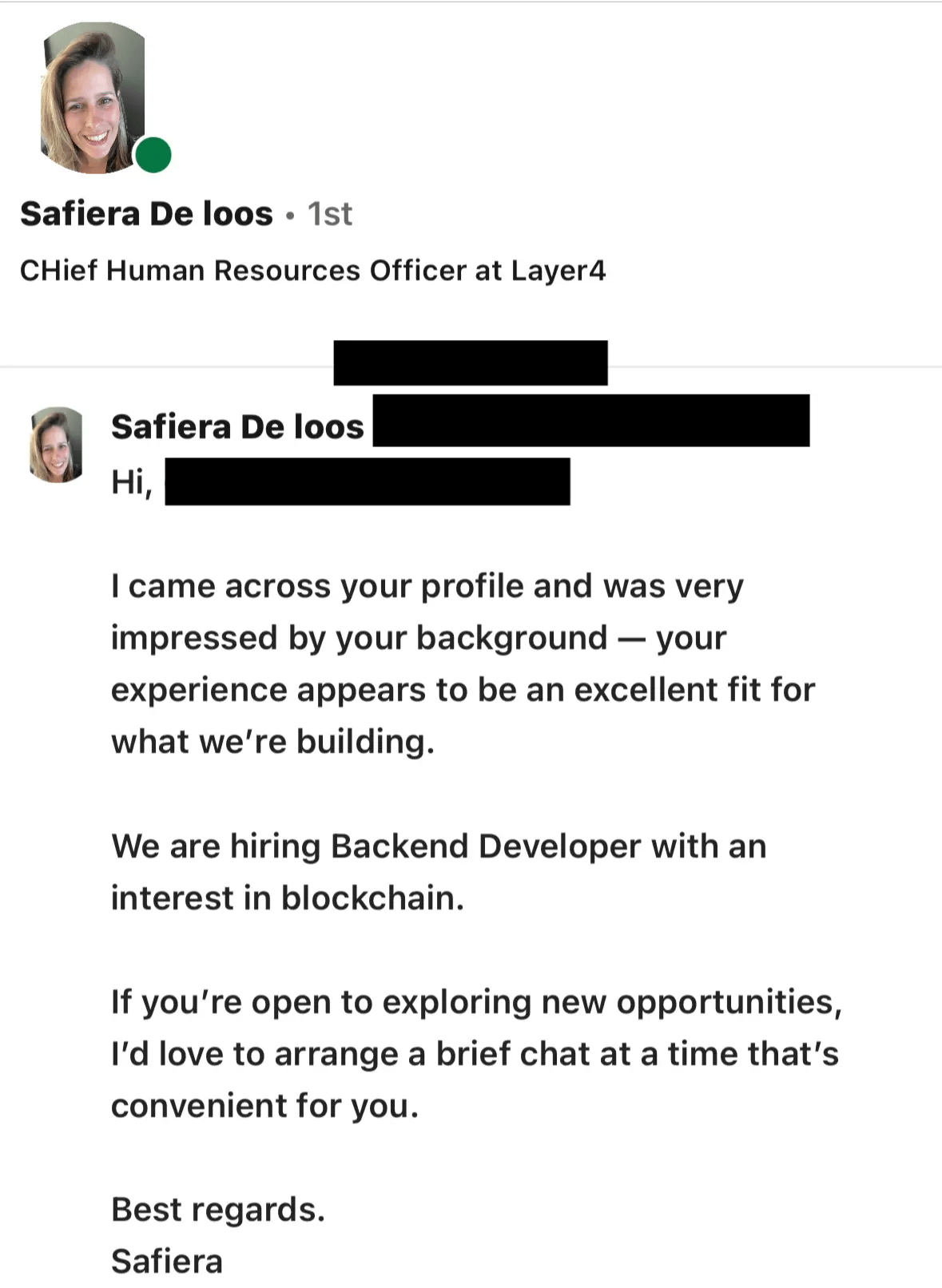 Initial Message from Attacker